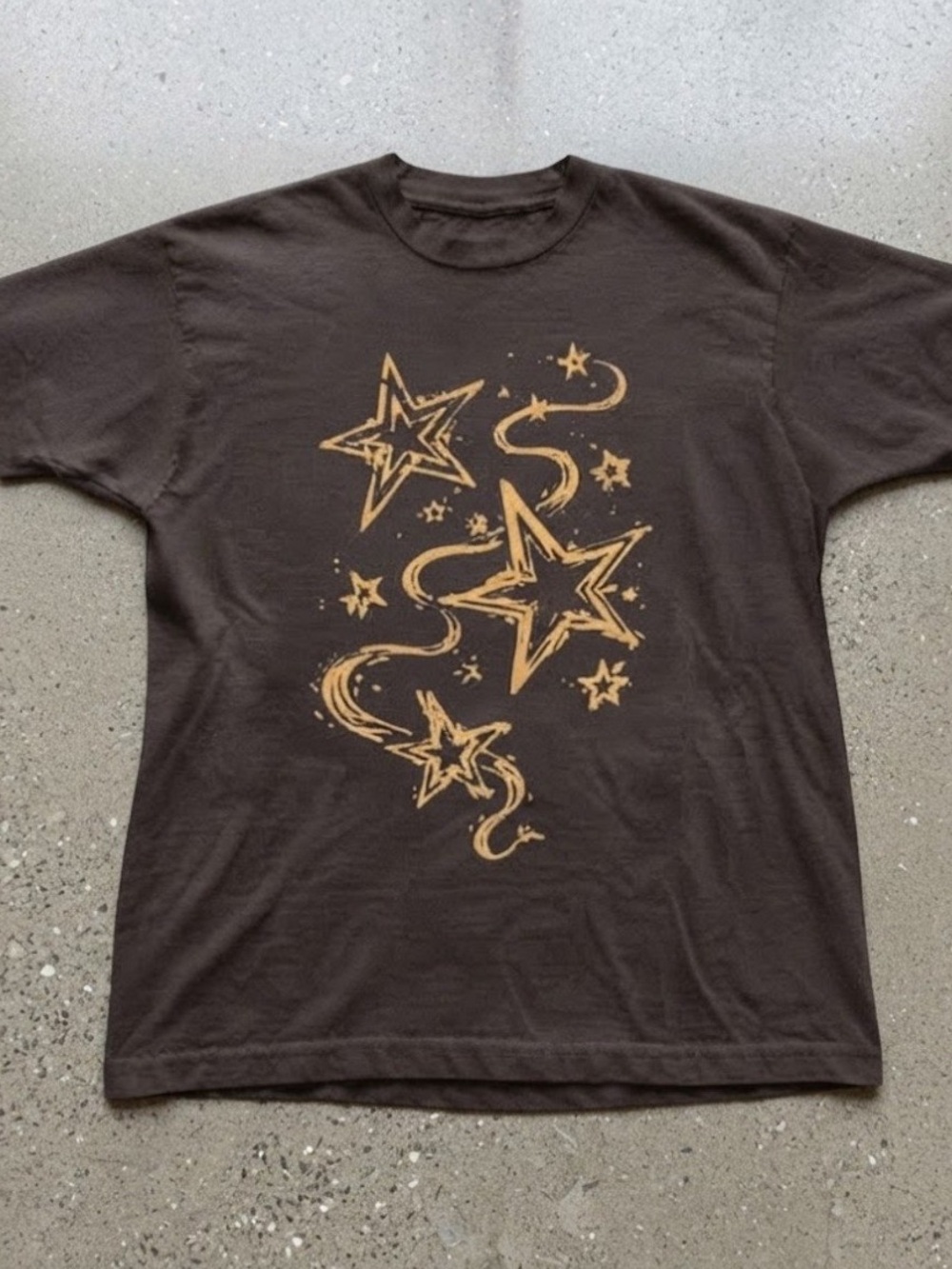 Celestial Stars Brown Cotton Gildan T-Shirt Graphic Tee